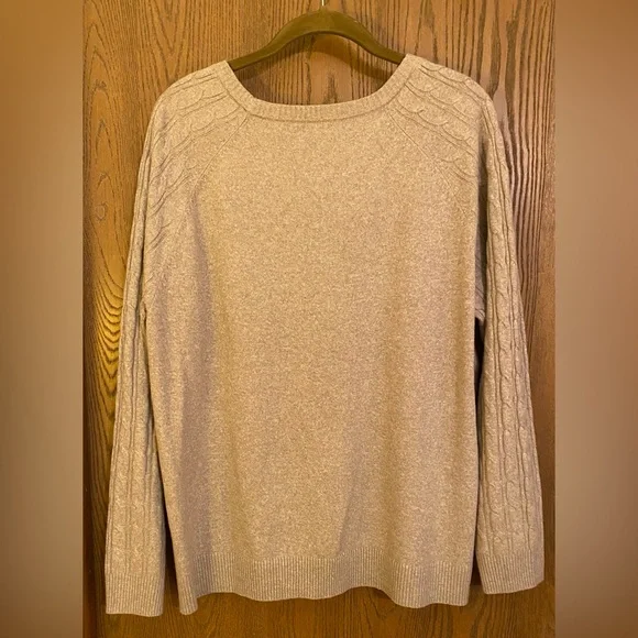 Croft & Barrow Women’s Scoop Neck Cable Knit, Lightweight, LS Sweater. Taupe,2X - Picture 2 of 4